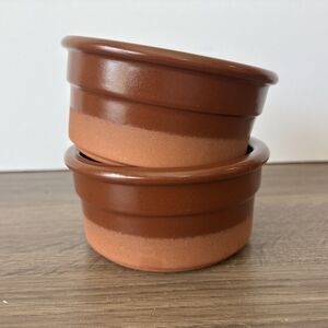 Set Of 2 Cermer Terra Cotta Ramekins Bake 4oz Brown